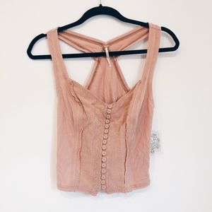 NWT FREE PEOPLE Peach Button Up Tank Top